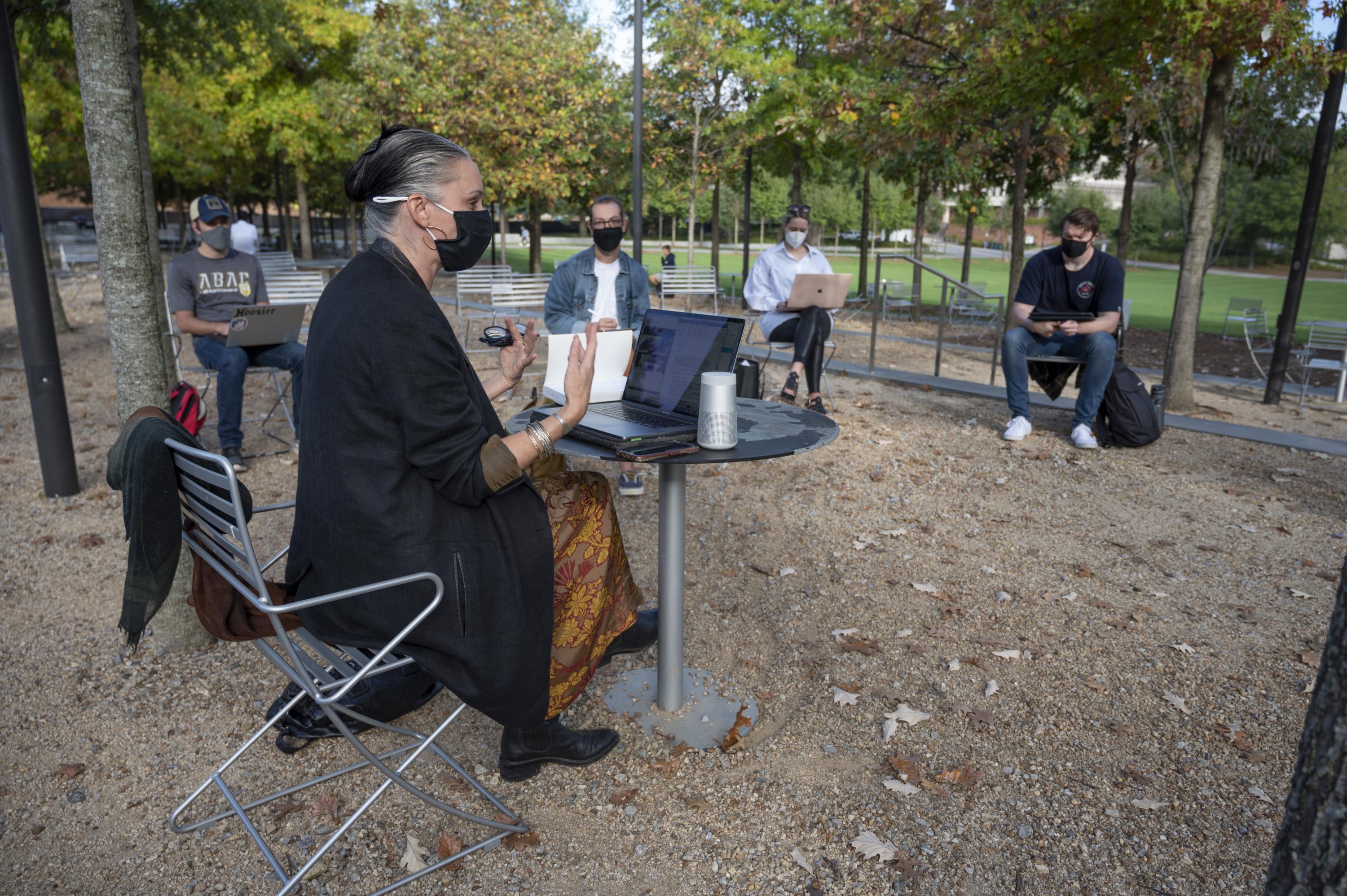 Visit one of the many green spaces on campus to conduct your next meeting or class outside.